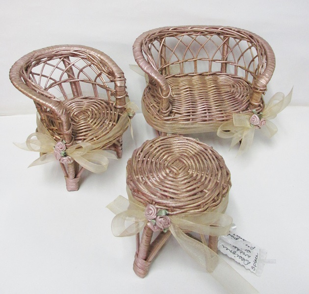 OOAK Wicker Furniture for DOLL or Beanie Babies<br>  3 Piece Set<br>(Click on picture-FULL DETAILS)